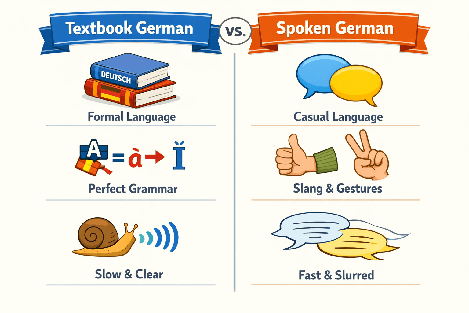 The gap between textbook German and real spoken German